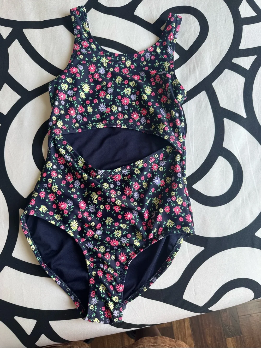 GAP Navy Floral Cutout One-Piece Swimsuit